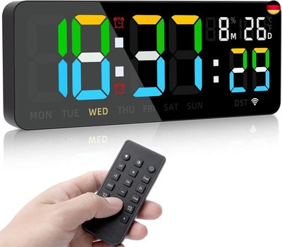 Fuloon WiFi Digitale Wanduhr, Großes Display Funkuhr mit Stoppuhr, Countdown 