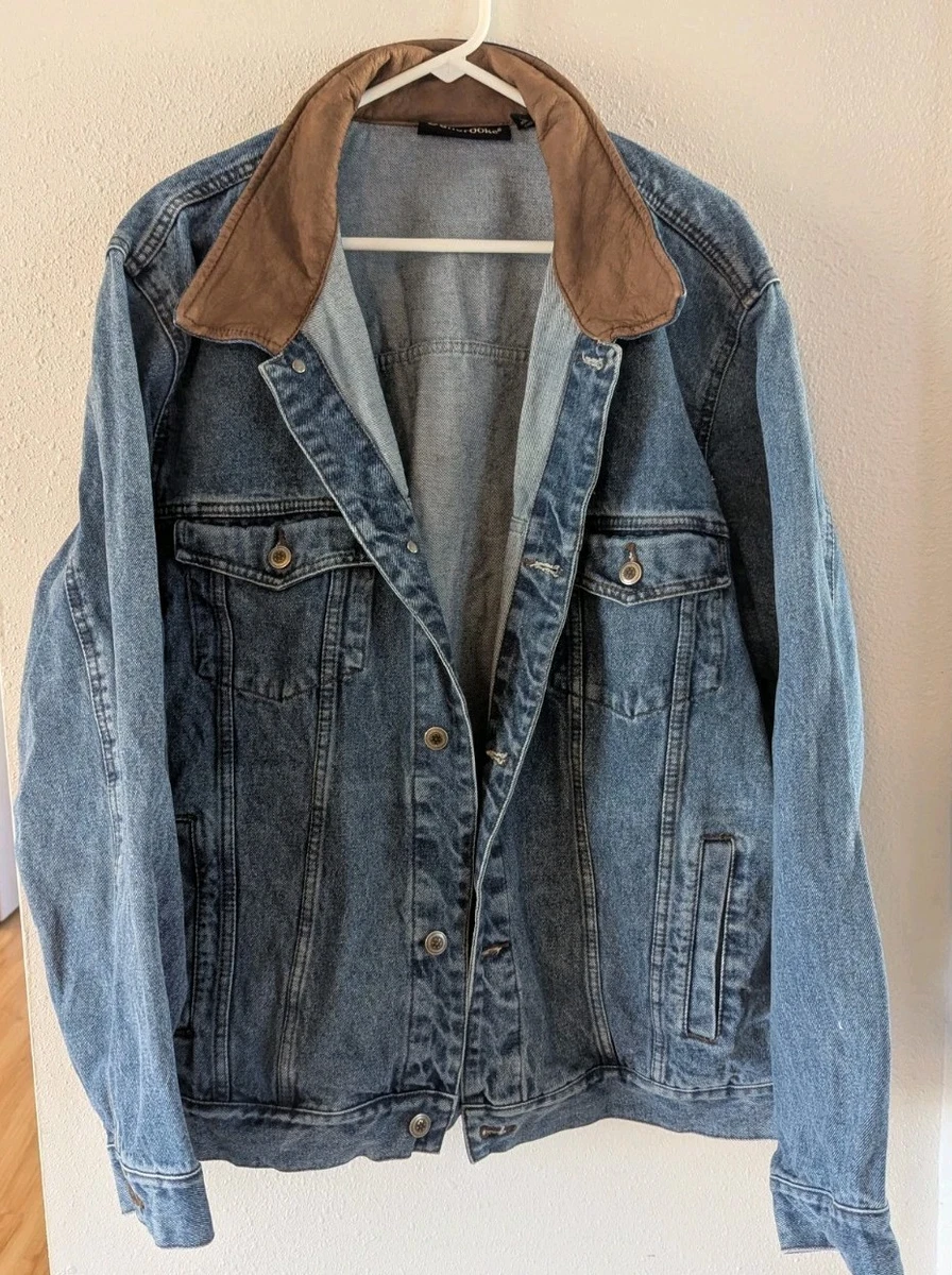 denim jacket leather collar products for sale | eBay