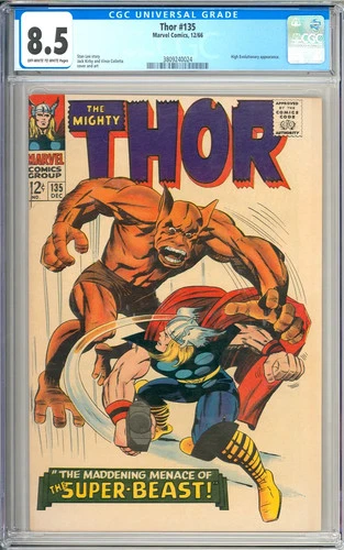Thor #135 High Grade Silver Age High Evolutionary Marvel Comic 1966 CGC 8.5