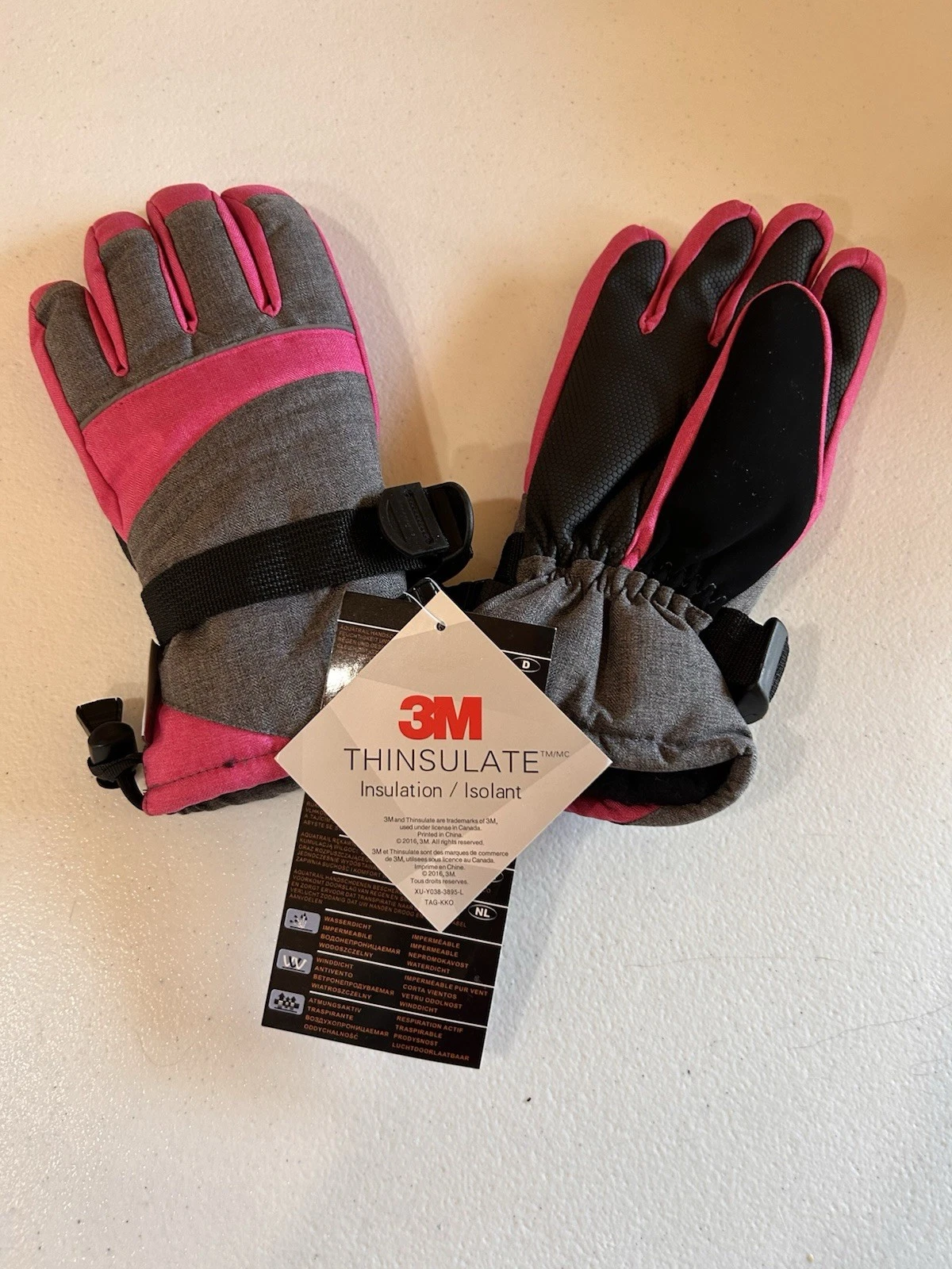 3M Thinsulate Andake Aquatrail Grey/Pink Women S/M Down filled Gloves *NEW*