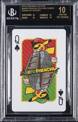 2016 POKEMON CENTER MARIO PIKACHU PLAYING CARDS QUEEN OF SPADES