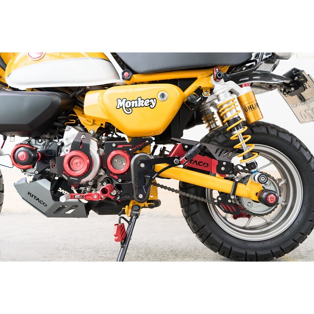 Repose-pieds Passager Arrière Pour Honda Monkey 125 / Z125 (2018-2025) - Aluminium, Couleurs Noir/or/rouge