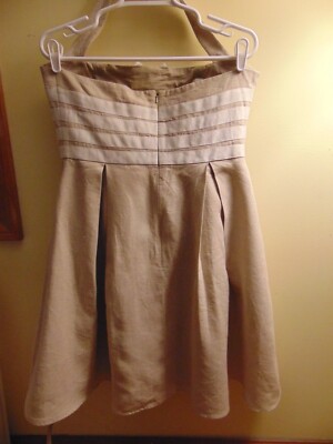 jessica simpson linen dress Jessica Simpson Size 12 Bow Halter Dress Linen Cream and Tan