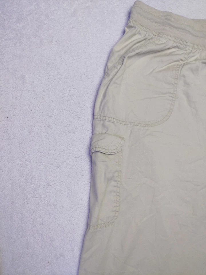 Pantalones Cortos Woman Within Plus 30W Beige Carga Tirar Alto Lavado Ligero Foto 3 de 4