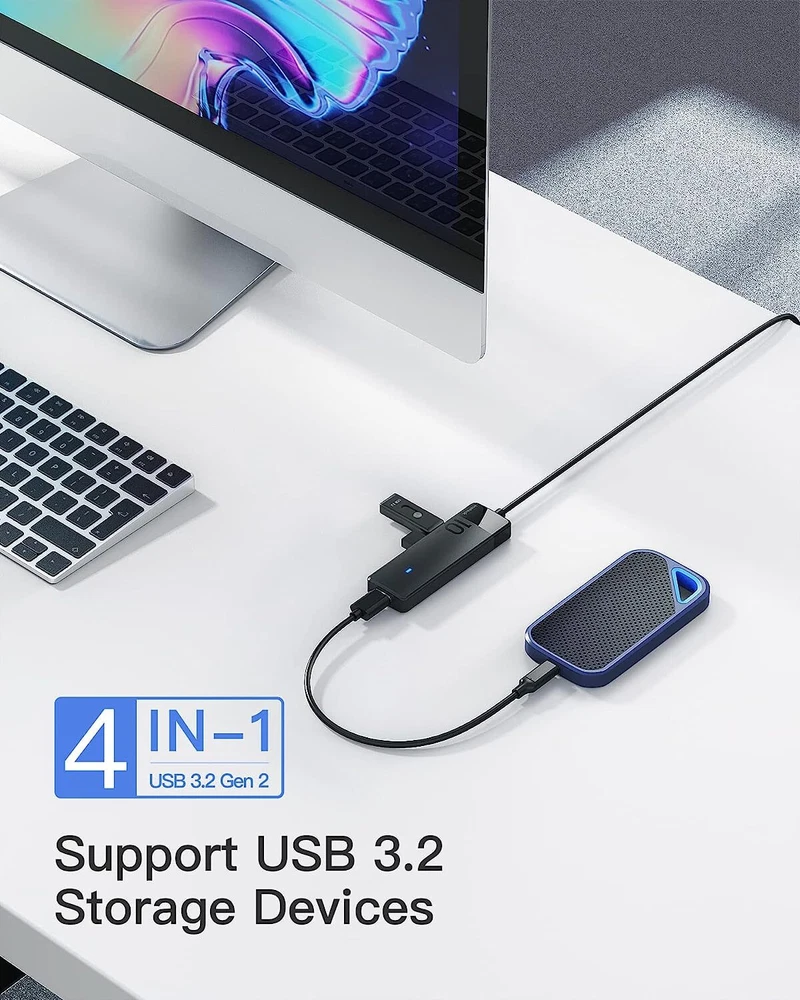 Inateck 4-Port USB 3.2 Gen 2 Hub with 3.3 ft Cable HB2025AL