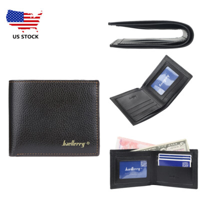 Man's Leather Wallet Foldable Coin Purse Multi-slot ID Card Holder Pocket Purse