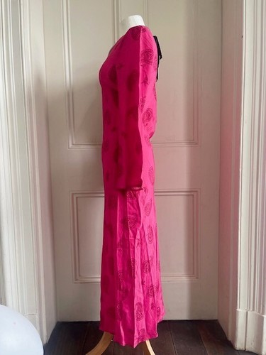 Rare Rixo Rae cerise pink paisley print silk dress XS UK8 BNWT - Picture 5 of 10