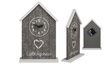 Standuhr Uhr Tischuhr Dekouhr Lieblingsheim Grau/Weiß  AA Batterie 1 Stück 