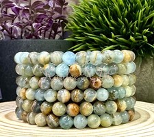 Wholesale 6 PCs Natural Aquatine Lemurian Calcite 6mm 7.5   Bracelet