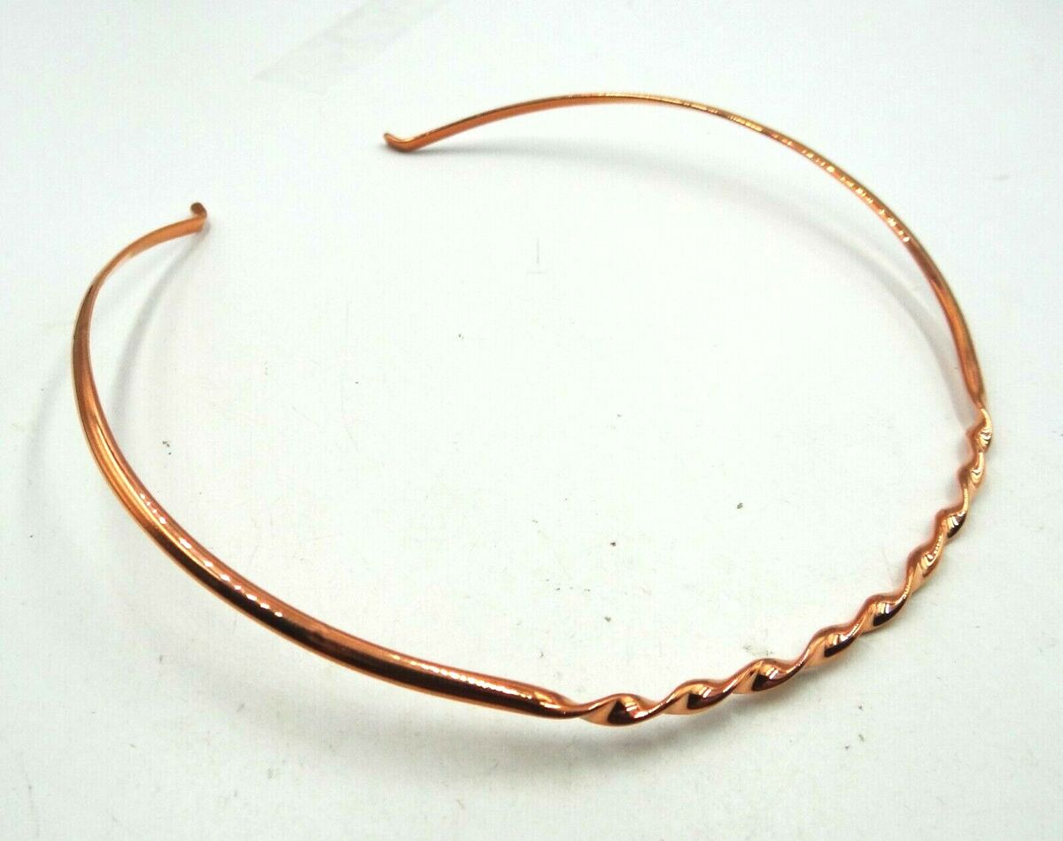 Overskyet Konkurrence strubehoved Fashion Jewelry Rose Gold Tone Bronze CHOKER NECKLACE with Twist 14&#034;  New QVC | eBay