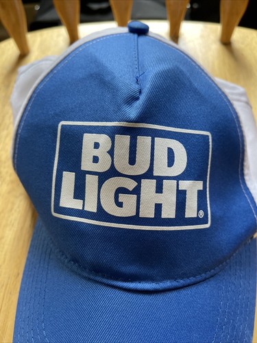 Bud Light Strapback Baseball Cap Hat Blue White Adjustable ONE SIZE FITS MOST - Picture 2 of 7