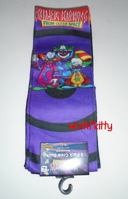KILLER KLOWNS FROM OUTER SPACE 2 Pack Crew Socks Shoe Size 6-10 Adult Men's
