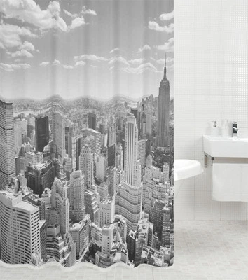 DUSCHVORHANG ANTI SCHIMMEL TEXTIL WC WANNENVORHANG BADEWANNENVORHANG NEW YORK - Bild 1 von 4