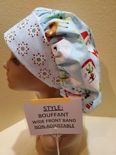 Santa ho ho ho Wide Front Band Women's Bouffant Surgical Scrub Hat/Cap