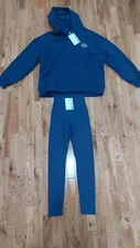 New Soft Cosy Blue WILO Hoody And High Waist Ribbed Leggings S