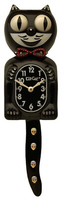 Limited Edition Skull Tail/Bow  Kit-Cat Klock Swarovski Crystals Jeweled Clock 