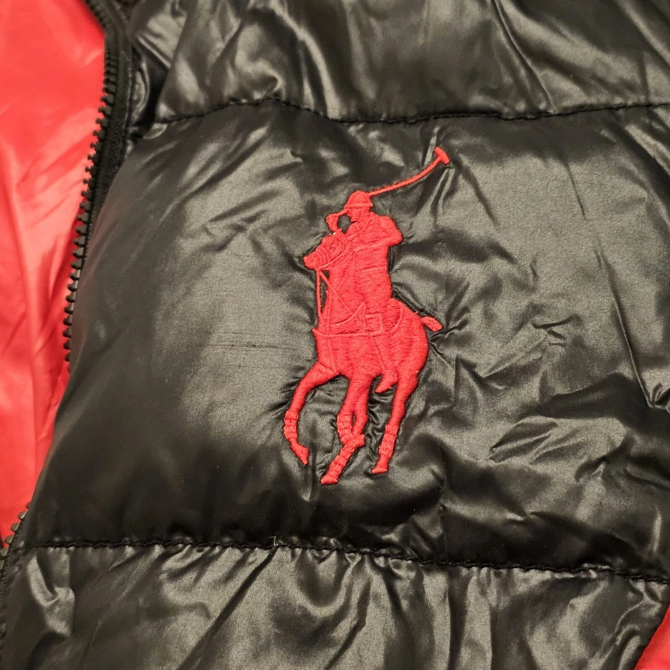 Chaqueta acolchada Polo de Ralph Lauren para niños y jóvenes talla 14/16 grande roja negra Foto 3 de 4