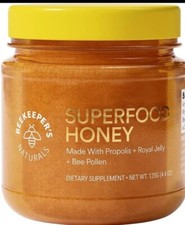 Superfood Honey by Beekeeper's Naturals Bee Pollen, Royal Jelly, Propolis.4.4oz