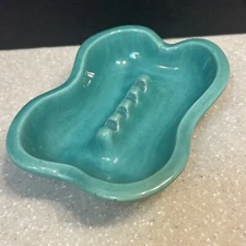 Ashtray Pottery USA 1703 Aqua Turquoise Mid Century Modern