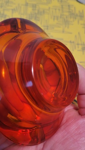 Posacenere in vetro tulipano vichingo arancione ambra retrò MCM - Foto 8 di 8