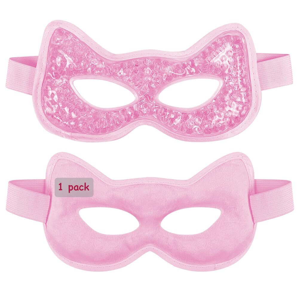 Cooling Eye Mask, Gel Mask Hot Cold Use, for Puffy Pink3-image