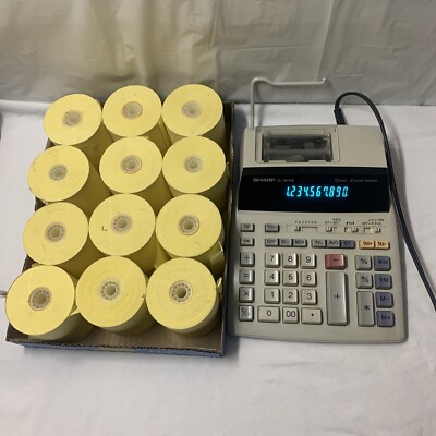 Sharp Electronic Calculator Model EL-1801P III 12 Digit 2 Color Printer