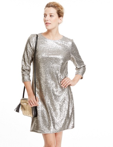 M\u0026S Collection Mink Silver Sequin Tunic 