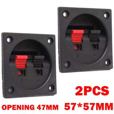 2x Subwoofer 2Wire Way Square Speaker Box Sub Push Spring Terminal ...