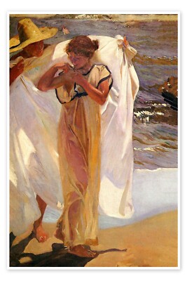 Nach dem Bad Joaquín Sorolla y Bastida Vintage Maler Poster Kunst Dekor A4