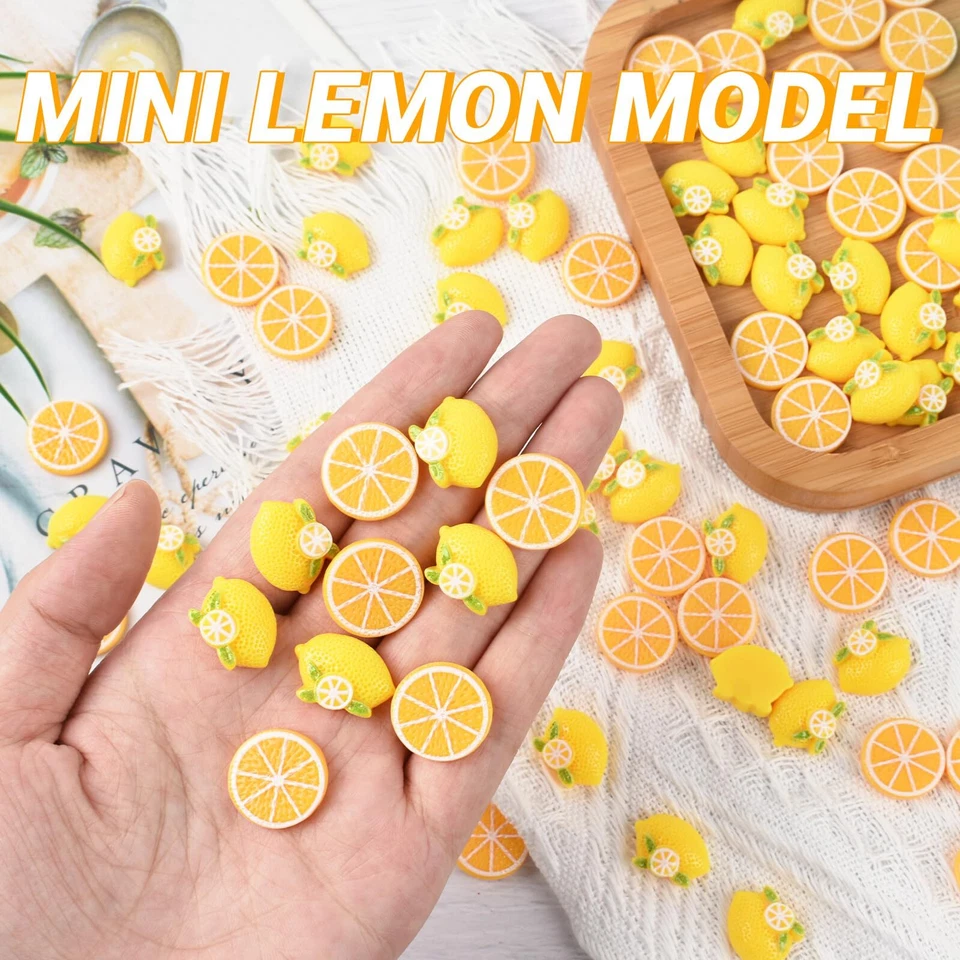 100pcs Artificial Lemons Flatblack Resin Lemon Fake Lemon for Scrapbooking Em... - Image 4 of 4