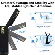 BE6500 USB3.0 WiFi7 Adapter 6500Mbps Tri-Band 802.11be Wireless WiFi Dongle Card