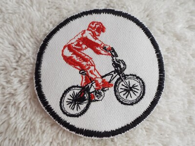 Red BMX Bike Rider 3'' Embroidery Iron-on Patch (E9)