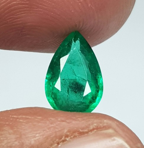 AAA Natural Emerald Pear Cut Vivid Green Zambian Emerald Stone 1.72 Ct - Picture 10 of 12
