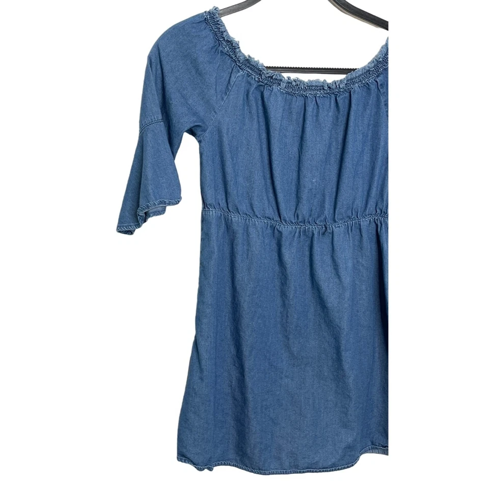 Vestido Justice Niñas Talla 12 Niños Azul Cambray Denim Acampanado Manga Campana Informal Foto 2 de 4