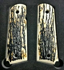 1911 Gun Grips Acrylic "Faux" Mammoth Bark full-size PLUS 4 GOLD SCREWS