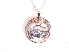 Hand Cut South Dakota State Quarter as a Necklace