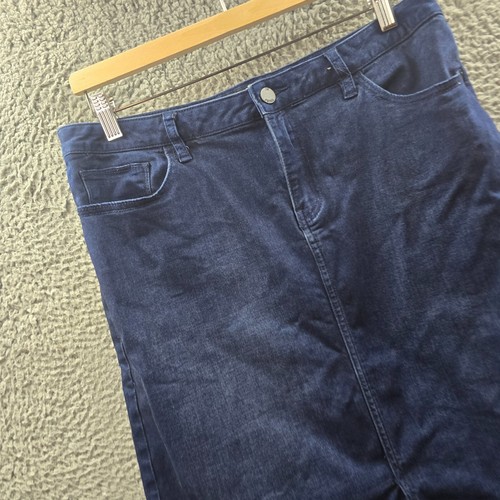 Jeanswest Womens Pencil Skirt Size 14 Blue Stretch Denim Front Slit Pockets - Picture 2 of 13