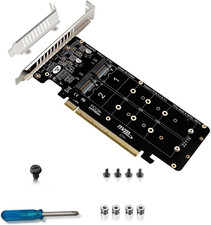 PH44PRO Dual-Sided 4 M.2 M-Key NVME to Pcie X16 Splitter Card 4  32Gbps 2U