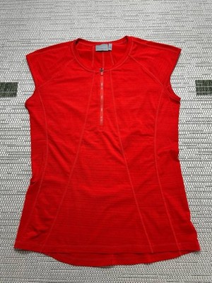 Athleta Shirt Womens Large Red Quarter Zip Tank Top 