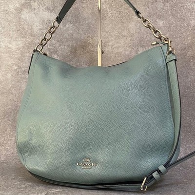 Coach Blue Leather Large Scout Hobo Bag 2Way Shoulder Crossbody Auth