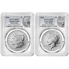 2pc Set - 2024 $1 Morgan and Peace Silver Dollar PCGS MS70 FS Morgan & Peace