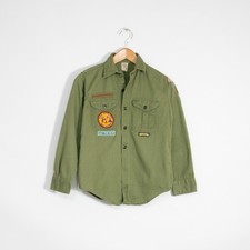 Vintage Boy Scouts of America Sanforized Shirt Youth Size Patches Utah Salt Lake