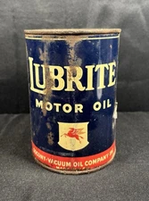 1940s Metal Lubrite Motor Oil 1 Qt Can