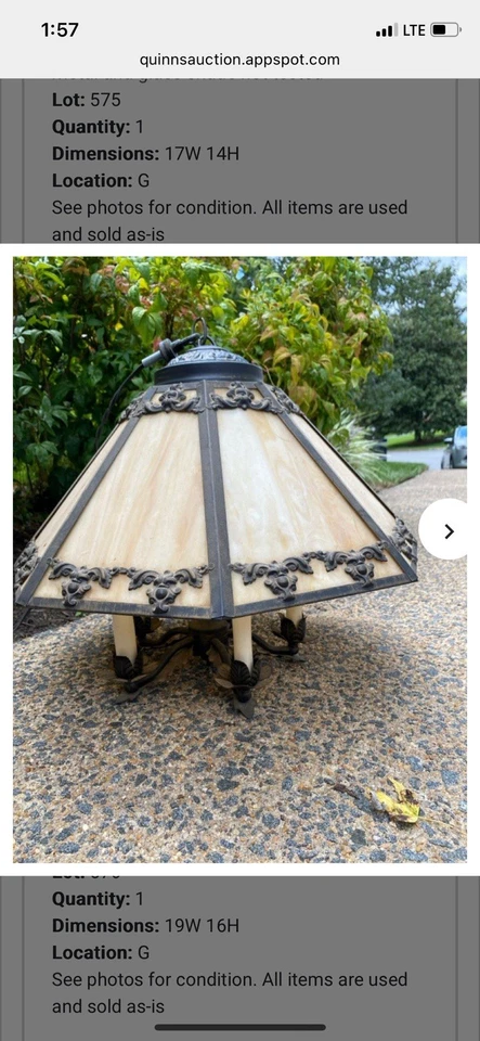 Hermosa araña de escoria vintage con vidrio crema y hermosos detalles florales Foto 2 de 4