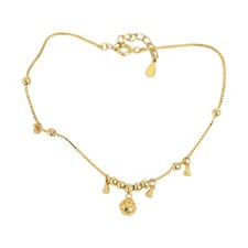 Dainty Beaded Round Bell Ankle Chain Jewelry Gold Plated Fashion Gift For Women