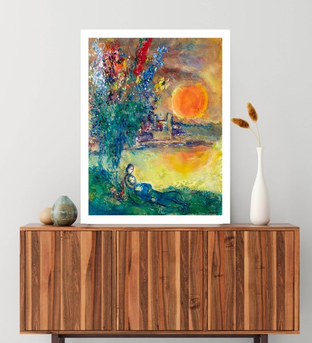 Marc Chagall - Red Moon at Cape Antibes, Fine Art Giclee Print, Gift For Lovers - Picture 4 of 10