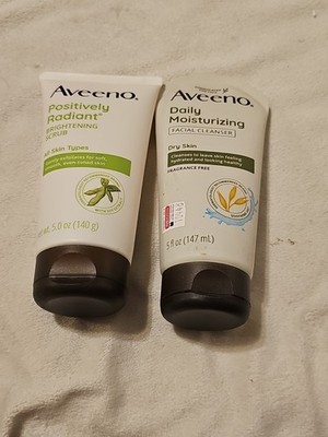 Lot of 2 Aveeno Daily Moisturizing Facial Cleanser & Positively Radiant Scrub 