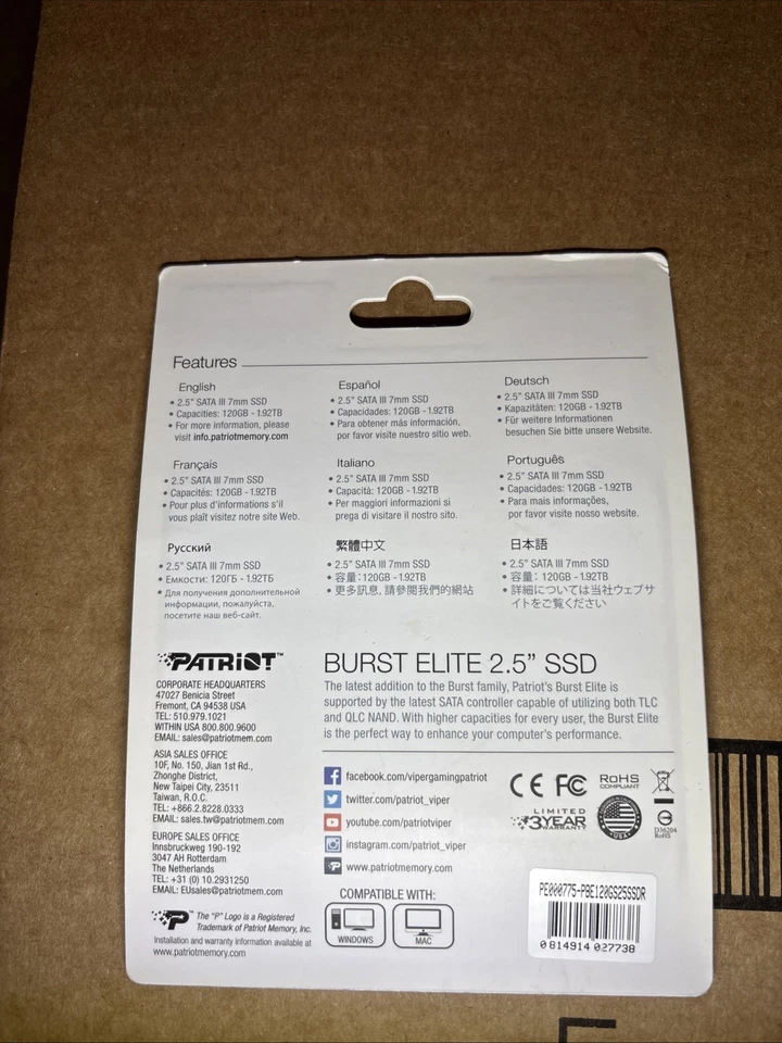 Patriot Burst Elite 120GB 2.5 Inch SATA3 Internal SSD for PC/Mac - Image 2 of 2