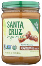 Santa Cruz Organic Organic No Stir Dark Roasted Crunchy Peanut Butter Spread, 16