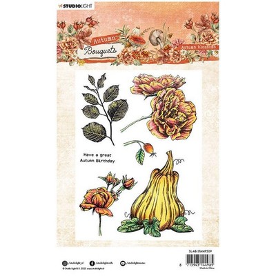 Transparenter Stempel - StudioLight - Herbstblüten Rose Kürbis